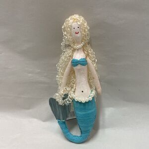 G! Mermaid Coastal Christmas Ornament Beach Cottage Decor Hanging Raffia Solid